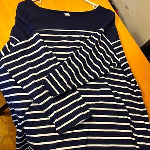 Striped navy blue and white shirt with quarter sleeves -Old Navy